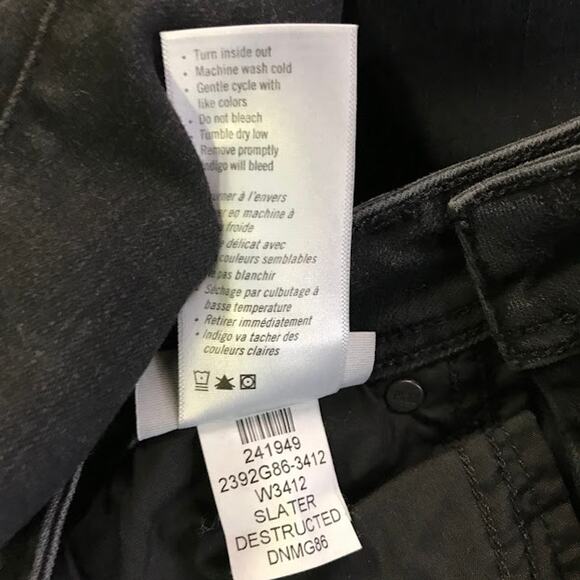 Paige Verdugo Ankle Jeans 27 Slater Destructed Skinny Distressed Raw Hem Black - Picture 5 of 5